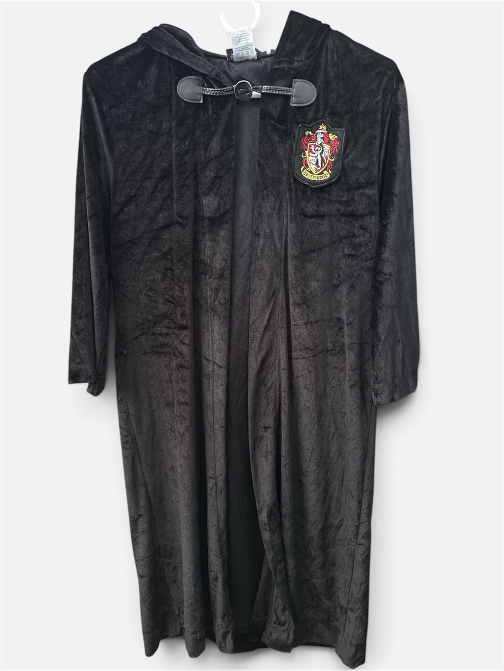 Harry Potter Black Velvet Gryffindor Hooded Kids Robe Size 10/12